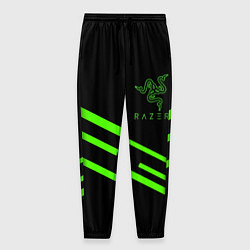 Брюки на резинке мужские Razer line green, цвет: 3D-принт