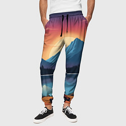 Брюки на резинке мужские В лесу с палаткой, цвет: 3D-принт — фото 2