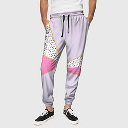 Брюки на резинке мужские Геометрическая абстракция с треугольниками и пятни, цвет: 3D-принт — фото 2