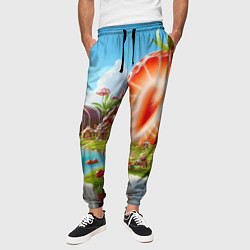 Брюки на резинке мужские Клубничная планета - нейроарт фантазия, цвет: 3D-принт — фото 2