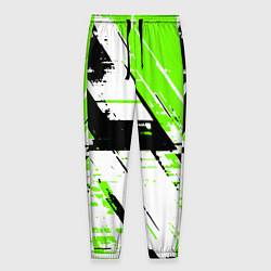 Мужские брюки Diagonal black and green stripes on a white backgr