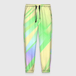 Брюки на резинке мужские Жёлто-зелёный полосатый, цвет: 3D-принт