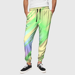 Брюки на резинке мужские Жёлто-зелёный полосатый, цвет: 3D-принт — фото 2