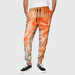 Брюки на резинке мужские Оранжевый тай-дай пятна, цвет: 3D-принт — фото 2