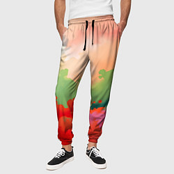 Брюки на резинке мужские Красные и зеленые облака, цвет: 3D-принт — фото 2