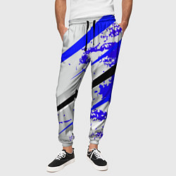 Брюки на резинке мужские Color white blue, цвет: 3D-принт — фото 2