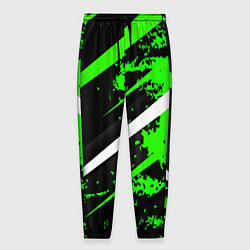 Брюки на резинке мужские Color black and green, цвет: 3D-принт