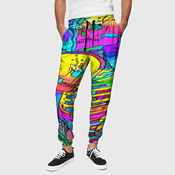 Брюки на резинке мужские Черепа неоновые краски, цвет: 3D-принт — фото 2