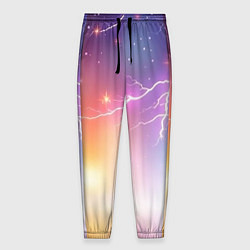 Брюки на резинке мужские Магический фон с молниями и звездами, цвет: 3D-принт