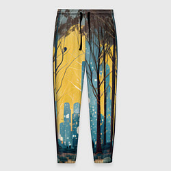 Брюки на резинке мужские Дома и цифровой лес, цвет: 3D-принт