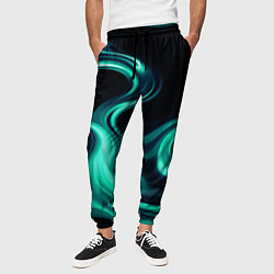Брюки на резинке мужские Color turquoise black, цвет: 3D-принт — фото 2