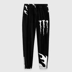Брюки на резинке мужские Monster energy белый огонь, цвет: 3D-принт