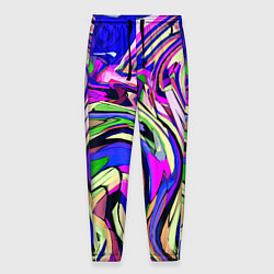 Брюки на резинке мужские Абстракция пластика синий, цвет: 3D-принт