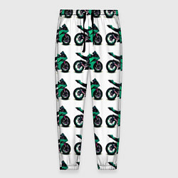 Брюки на резинке мужские Motorcycle turquoise, цвет: 3D-принт