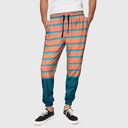 Брюки на резинке мужские Полосатый мандариновый морской рассвет, цвет: 3D-принт — фото 2