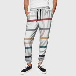 Брюки на резинке мужские Stripes and circle, цвет: 3D-принт — фото 2