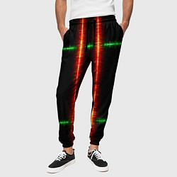 Брюки на резинке мужские Color black green red lines, цвет: 3D-принт — фото 2