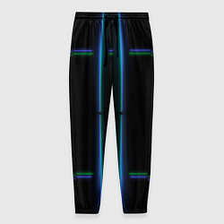 Мужские брюки Color black green blue lines