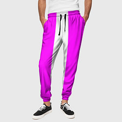 Брюки на резинке мужские Color white pink line, цвет: 3D-принт — фото 2