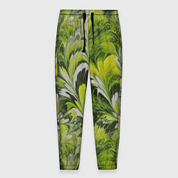 Брюки на резинке мужские Мраморный абстрактный паттерн - зеленые и желтые о, цвет: 3D-принт