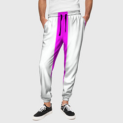 Брюки на резинке мужские Color white pink lines, цвет: 3D-принт — фото 2