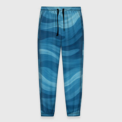 Брюки на резинке мужские Камуфляжные синие волны, цвет: 3D-принт