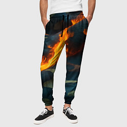 Брюки на резинке мужские Огонь на камуфляжной ткани, цвет: 3D-принт — фото 2