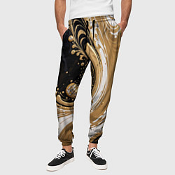 Брюки на резинке мужские Черный агат и жидкое золото, цвет: 3D-принт — фото 2
