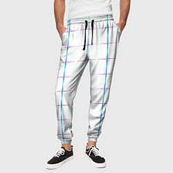 Брюки на резинке мужские Color white blue stripes, цвет: 3D-принт — фото 2