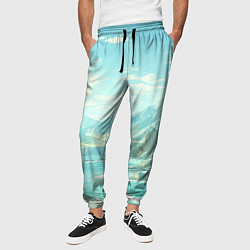 Брюки на резинке мужские Художественный берег со скалами, цвет: 3D-принт — фото 2