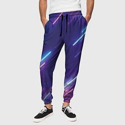 Брюки на резинке мужские Абстракция бело синие красные полосы, цвет: 3D-принт — фото 2
