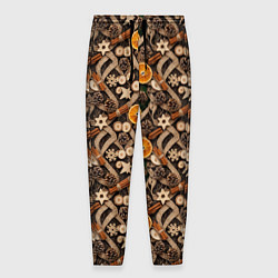 Мужские брюки Новогодний орнамент с корицей и дольками апельсина