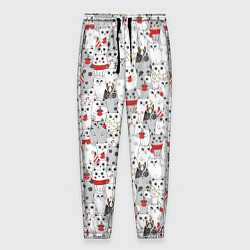 Брюки на резинке мужские Новогодние котики, цвет: 3D-принт