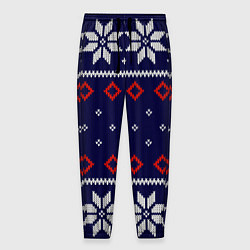 Брюки на резинке мужские Вязаный новогодний узор, цвет: 3D-принт
