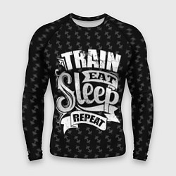 Рашгард мужской Train Eat Sleep Repeat, цвет: 3D-принт