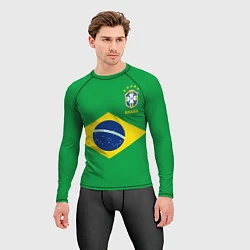 Рашгард мужской Сборная Бразилии: зеленая, цвет: 3D-принт — фото 2