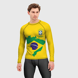 Рашгард мужской Сборная Бразилии: желтая, цвет: 3D-принт — фото 2