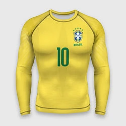 Рашгард мужской Сборная Бразилии: Неймар ЧМ-2018 домашняя, цвет: 3D-принт