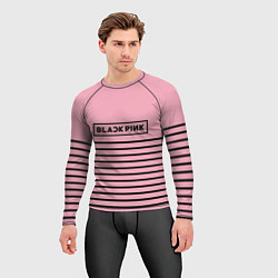 Рашгард мужской Black Pink: Black Stripes, цвет: 3D-принт — фото 2