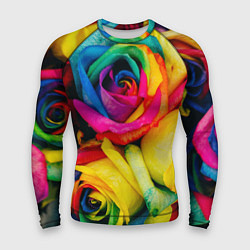 Рашгард мужской Разноцветные розы, цвет: 3D-принт