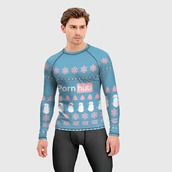 Рашгард мужской Pornhub - christmas sweater, цвет: 3D-принт — фото 2