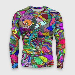 Рашгард мужской Дудлы узор разноцветный хиппи, цвет: 3D-принт