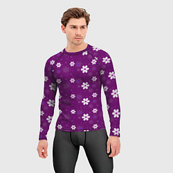 Рашгард мужской Узор цветы на фиолетовом фоне, цвет: 3D-принт — фото 2