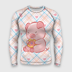 Рашгард мужской Свинка ест пончик, цвет: 3D-принт