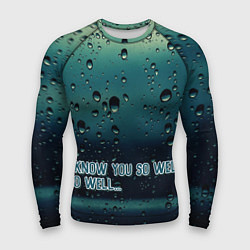 Рашгард мужской Капли вода дождь текст, цвет: 3D-принт