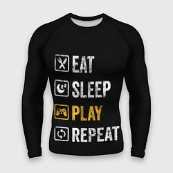 Рашгард мужской Eat Sleep Play Repeat, цвет: 3D-принт