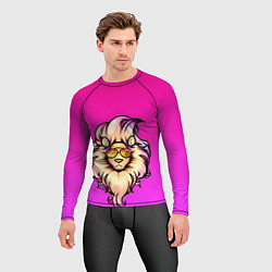 Рашгард мужской Модный лев в очках, цвет: 3D-принт — фото 2