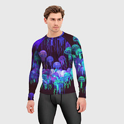 Рашгард мужской Неоновые медузы, цвет: 3D-принт — фото 2