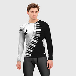 Рашгард мужской Черно Белое пианино, цвет: 3D-принт — фото 2