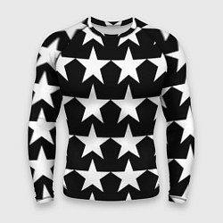 Рашгард мужской Белые звёзды на чёрном фоне, цвет: 3D-принт